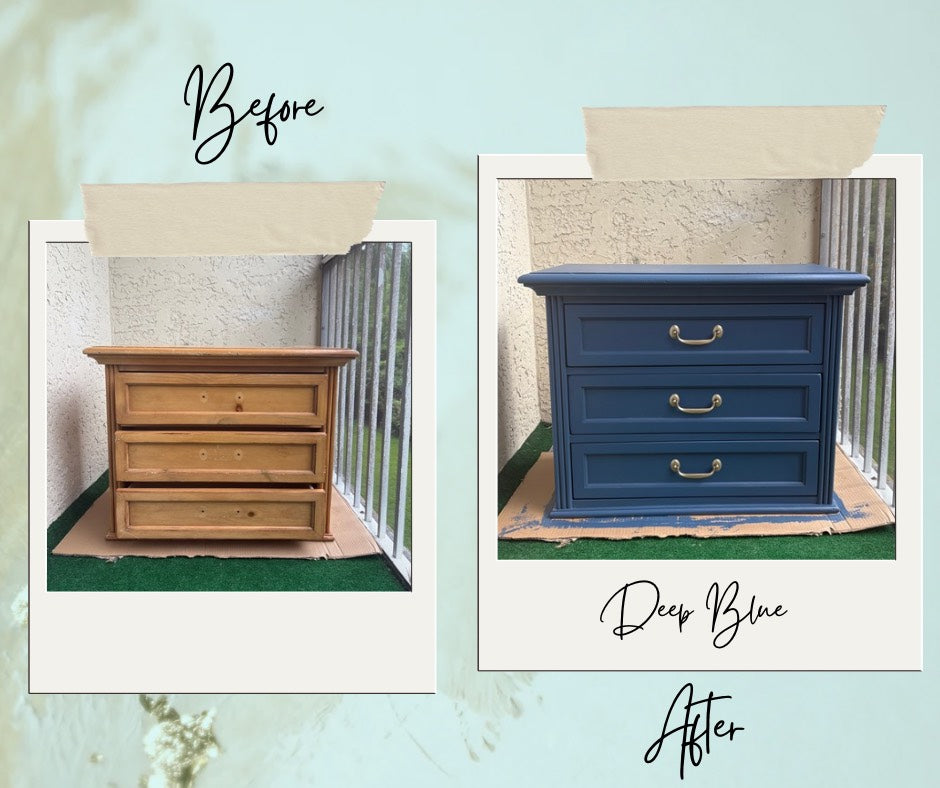 Easy Nightstand Makeover: Deep Blue Transformation with Beyond Paint